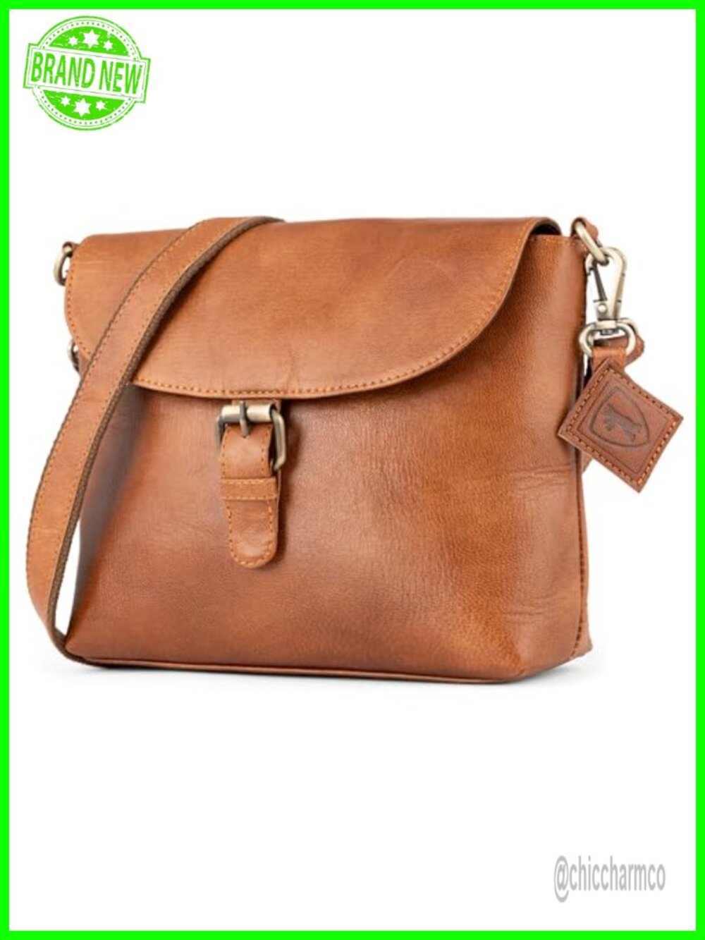 Full Grain Leather Crossbody Shoulder Bag Vintage Satchel Purse